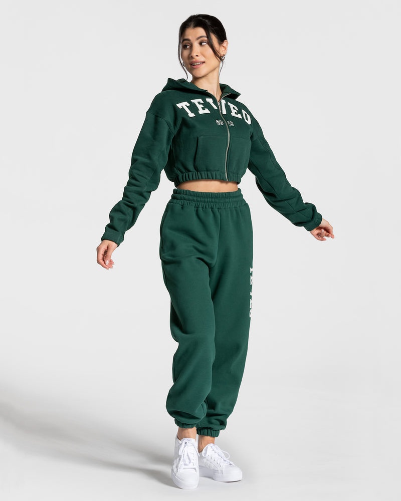 Dark Green Women Teveo College Zip Hoodie | BZH-1486