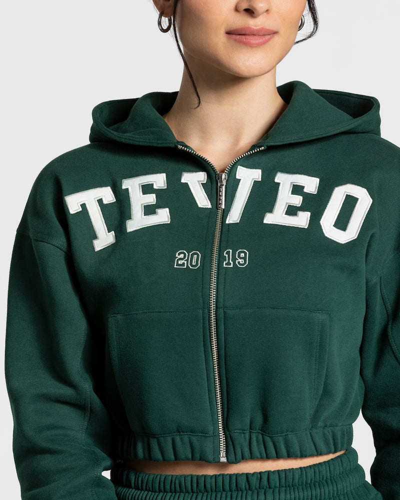 Dark Green Women Teveo College Zip Hoodie | BZH-1486