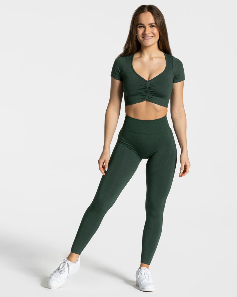 Dark Green Women Teveo Focus Crop Tops | TMM-9324