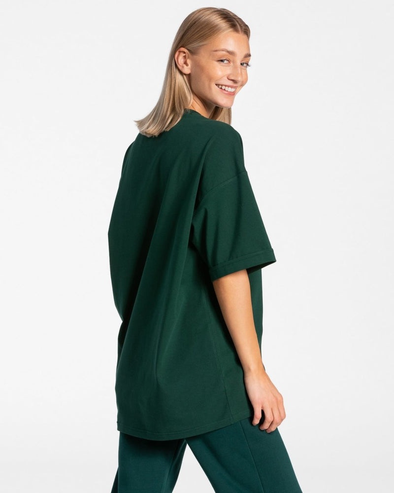 Dark Green Women Teveo Iconic Oversized T Shirts | IXH-8164