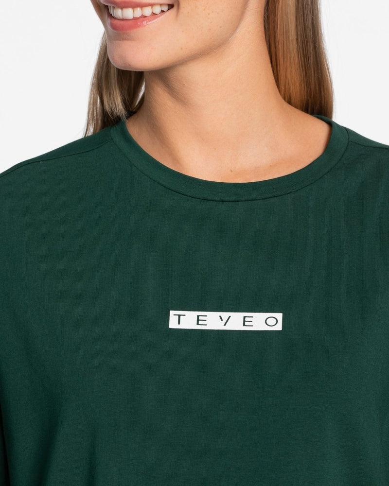 Dark Green Women Teveo Iconic Oversized T Shirts | IXH-8164