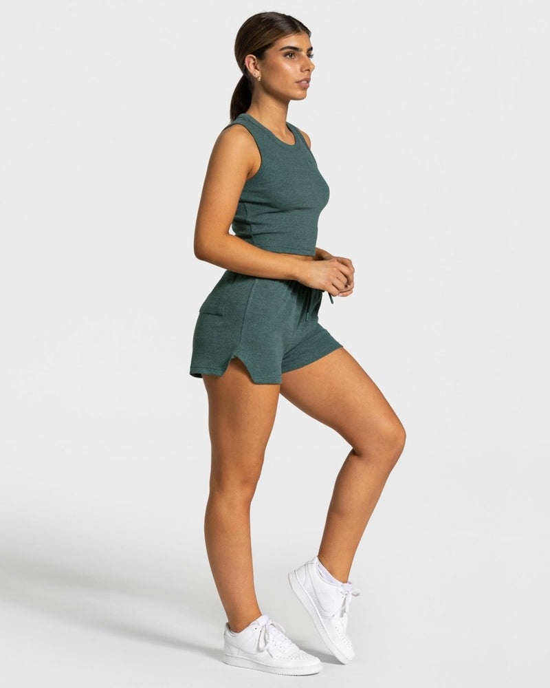 Dark Green Women Teveo Lounge Crop Tops | WYI-1813