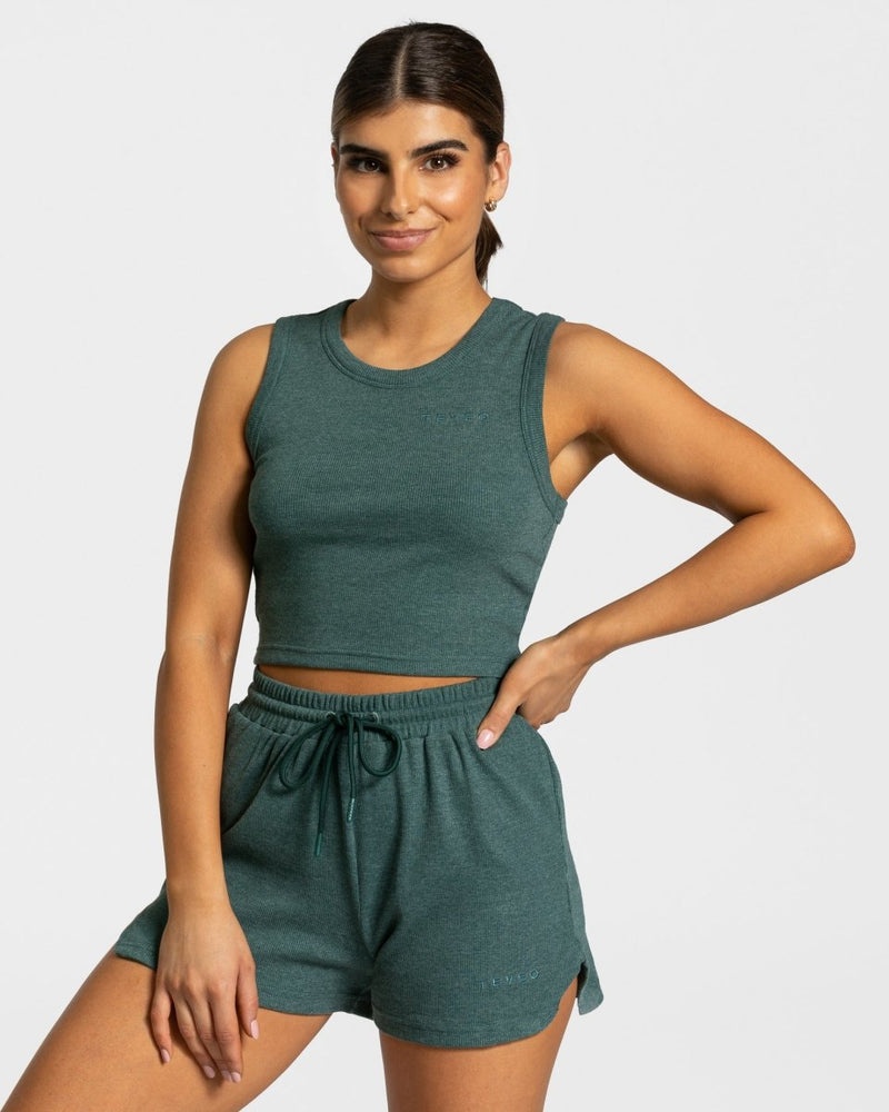 Dark Green Women Teveo Lounge Crop Tops | WYI-1813