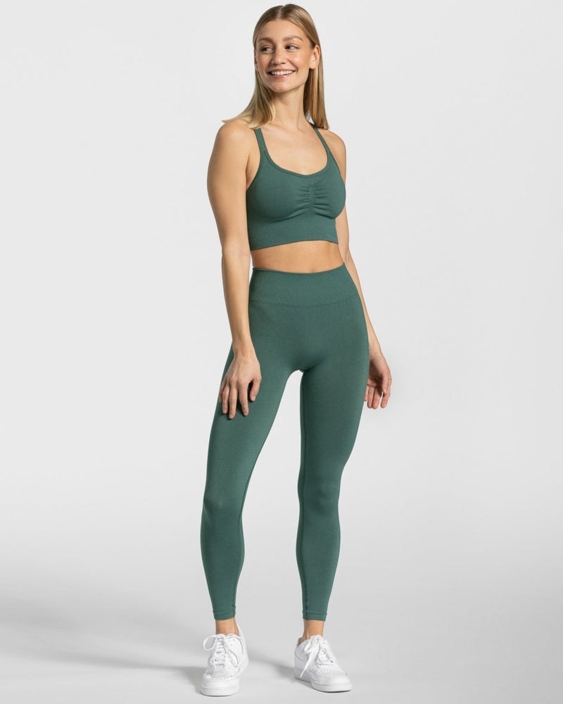 Dark Green Women Teveo Timeless Scrunch Sports Bra | NLU-2130