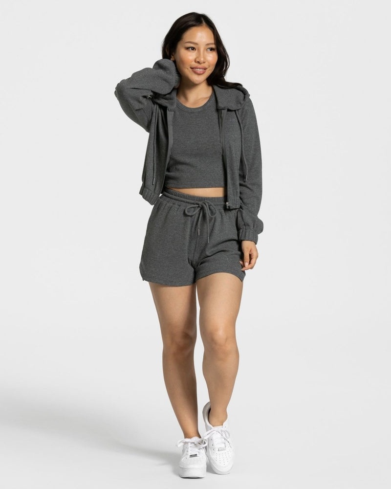 Dark Grey Women Teveo Lounge Zip Hoodie | QWM-1832