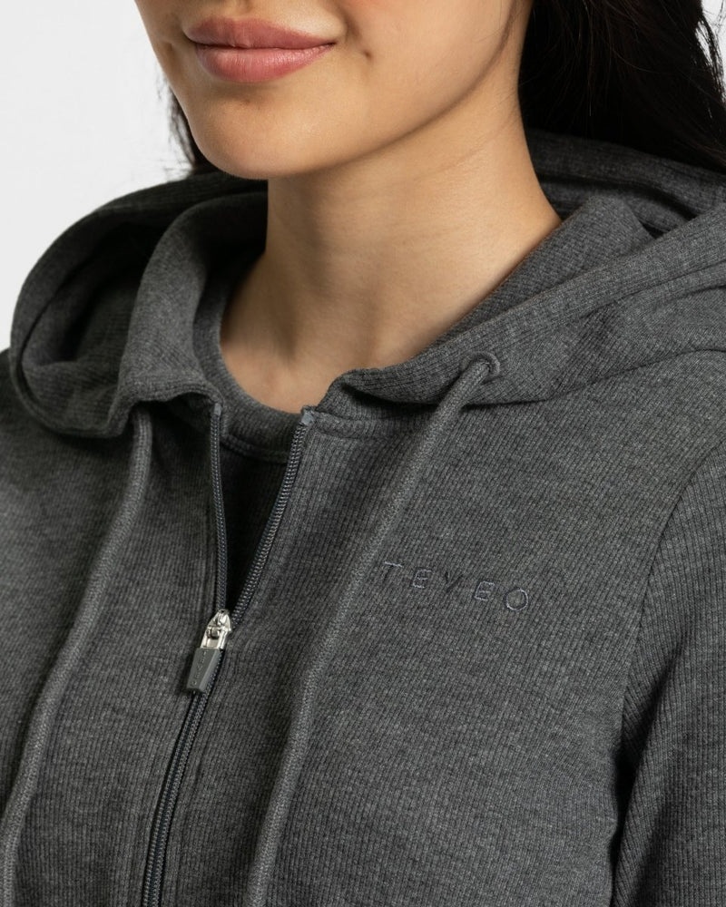 Dark Grey Women Teveo Lounge Zip Hoodie | QWM-1832