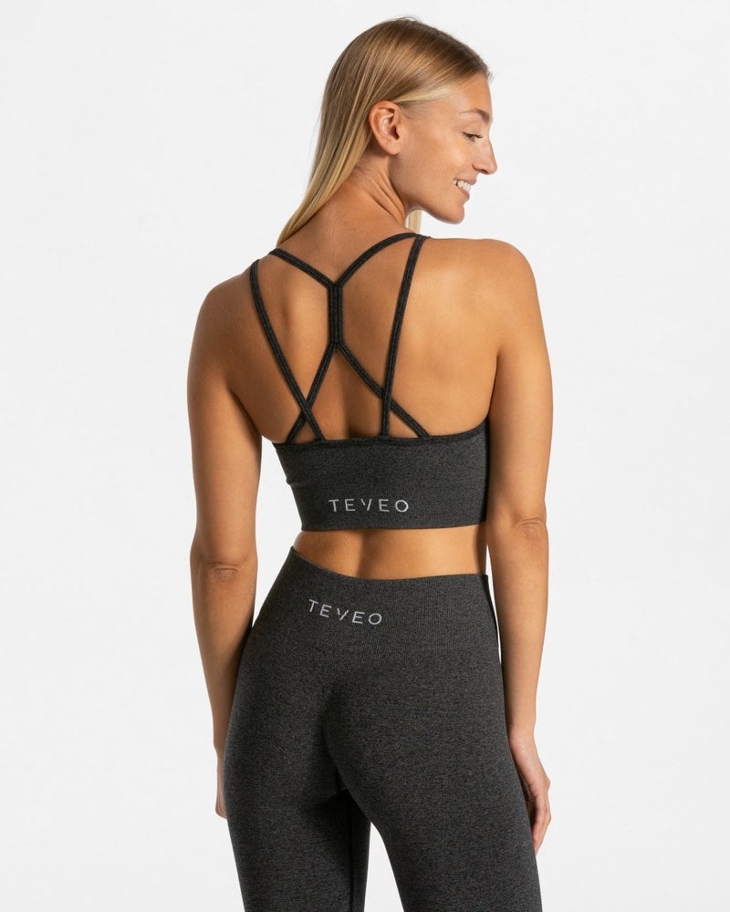 Dark Grey Women Teveo Timeless Scrunch Sports Bra | PAW-2273