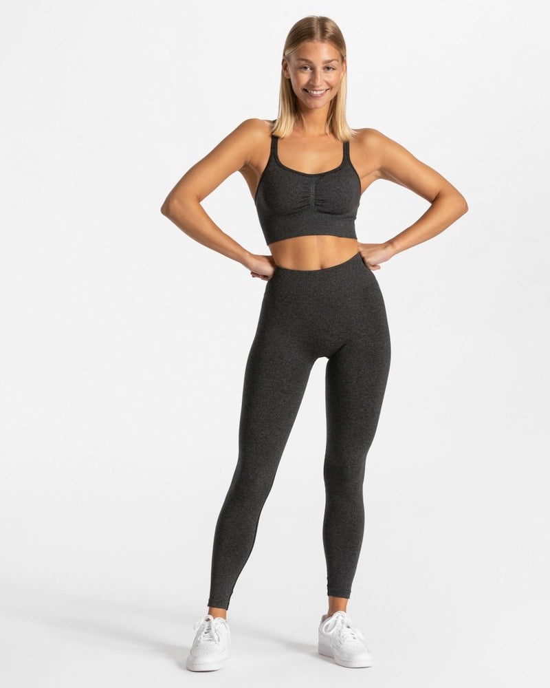 Dark Grey Women Teveo Timeless Scrunch Sports Bra | PAW-2273