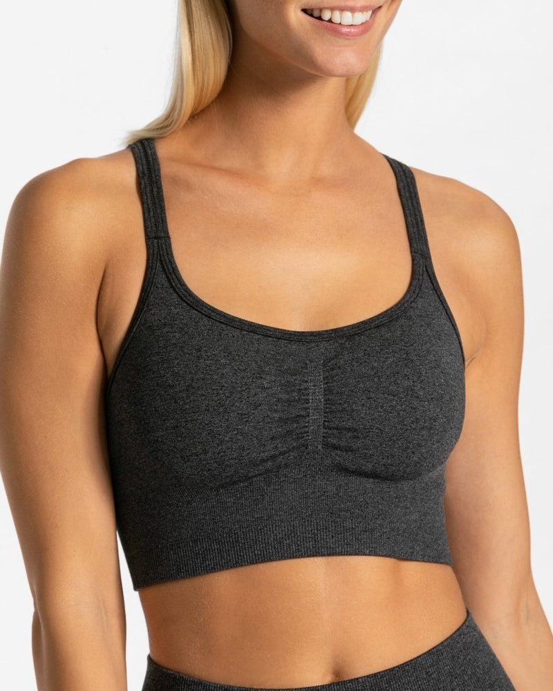 Dark Grey Women Teveo Timeless Scrunch Sports Bra | PAW-2273