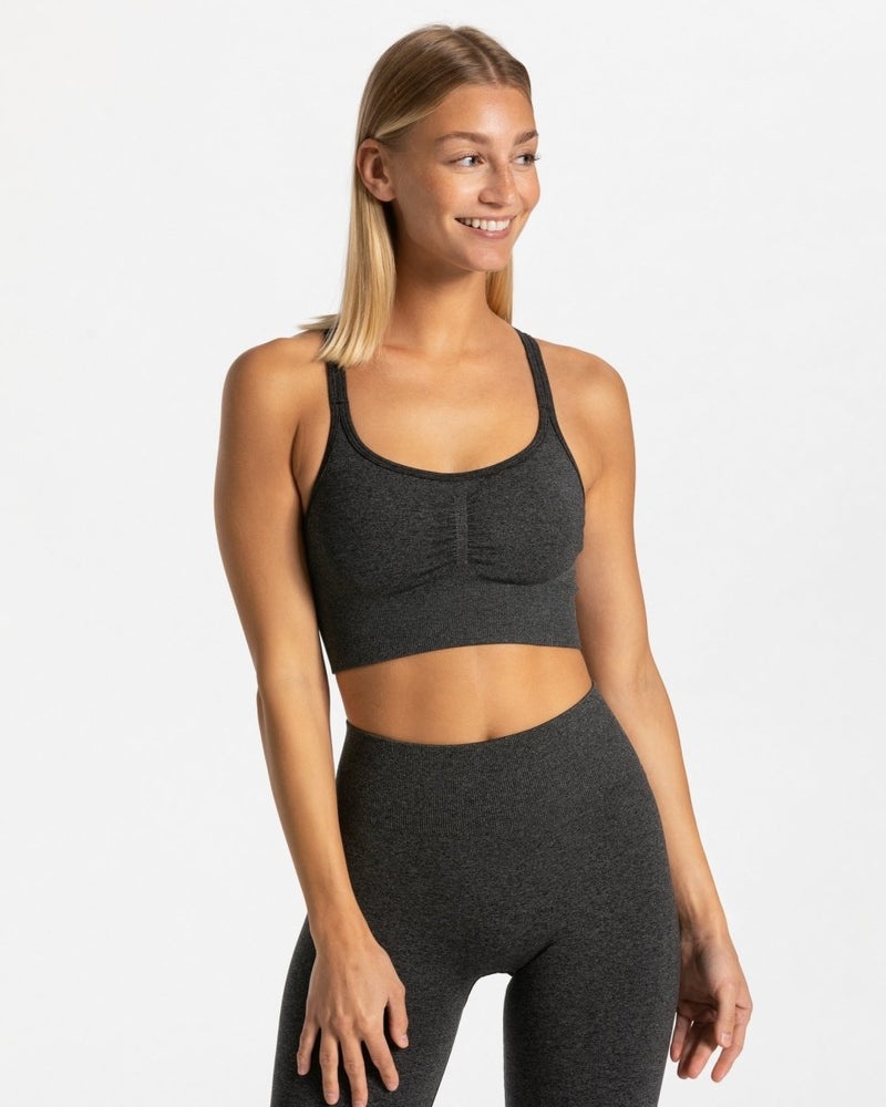 Dark Grey Women Teveo Timeless Scrunch Sports Bra | PAW-2273