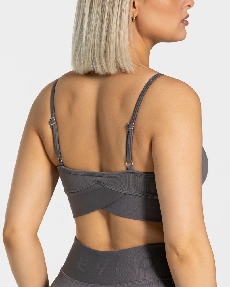 Deep Grey Women Teveo V-shape Sports Bra | LOA-5572