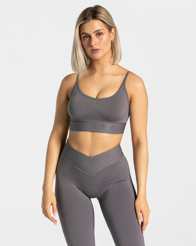 Deep Grey Women Teveo V-shape Sports Bra | LOA-5572