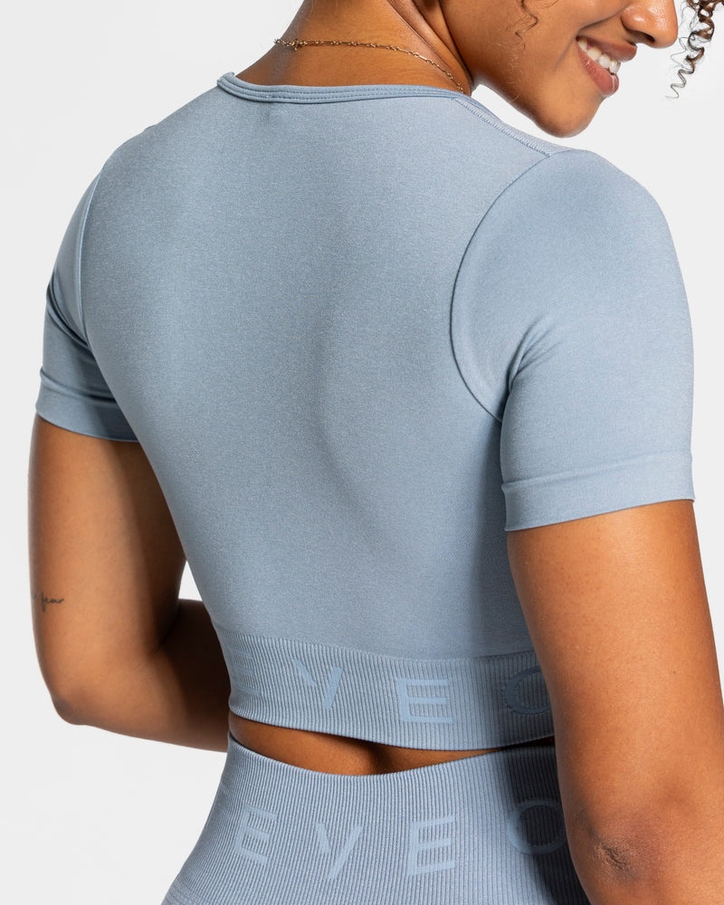 Grey Blue Women Teveo Focus Crop Tops | TAS-1282