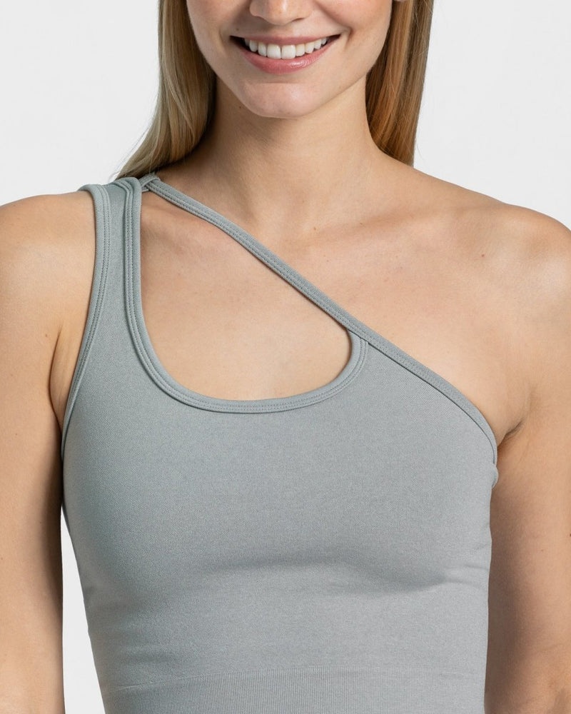 Grey Blue Women Teveo Sassy One Shoulder Tops | EHF-7500