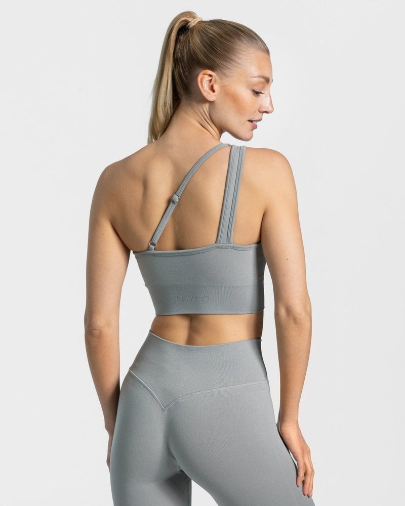 Grey Blue Women Teveo Sassy One Shoulder Sports Bra | WLY-9037