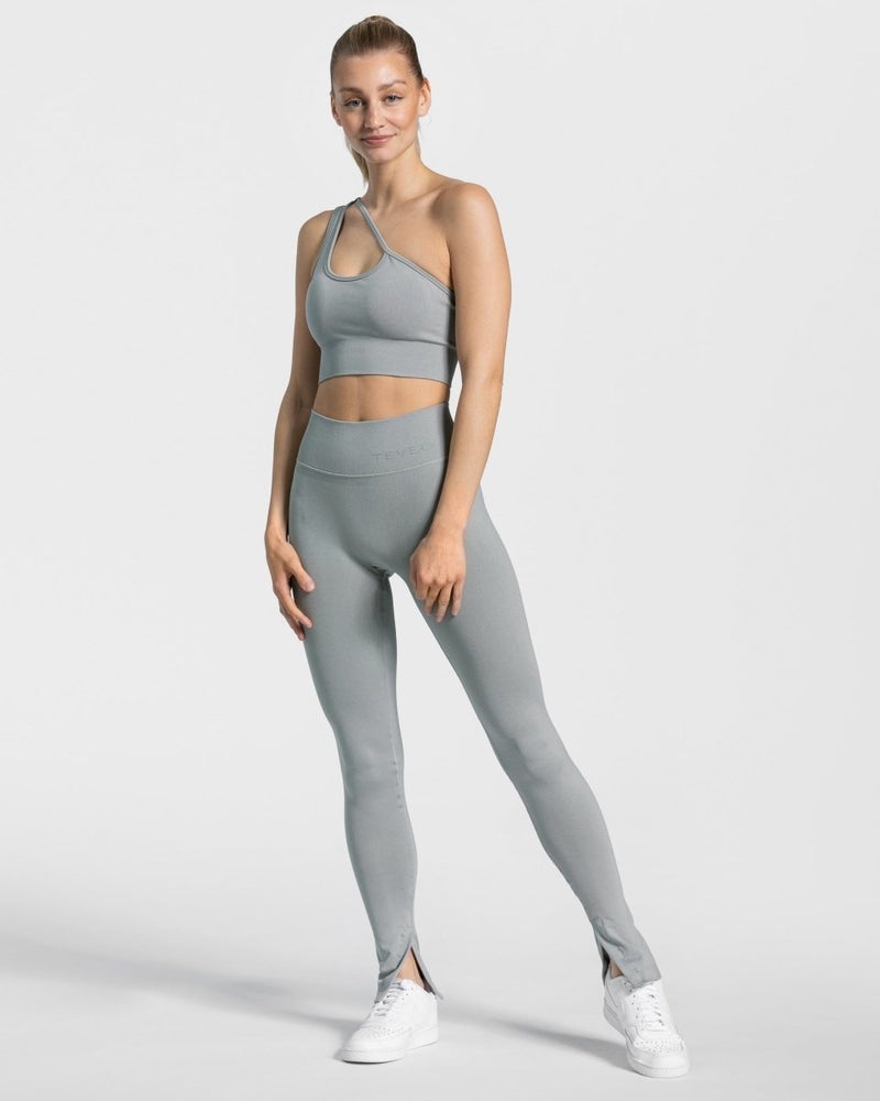 Grey Blue Women Teveo Sassy One Shoulder Sports Bra | WLY-9037