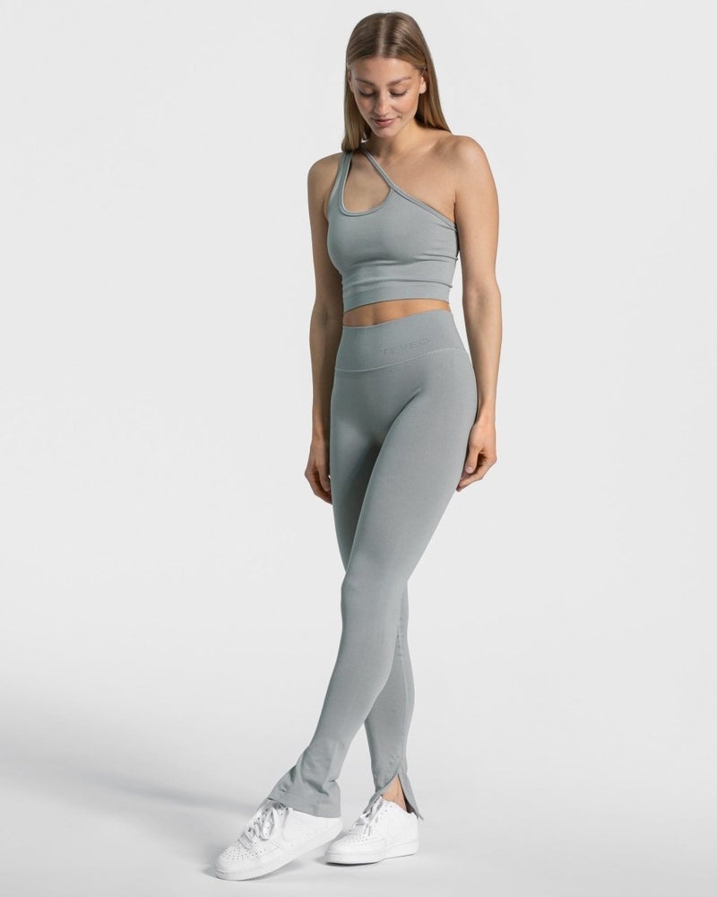 Grey Blue Women Teveo Sassy Slit Leggings | OZG-7224