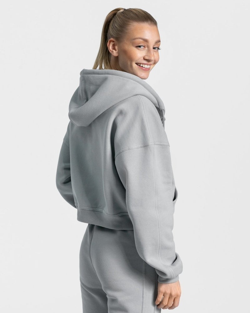 Grey Blue Women Teveo Sassy Zip Hoodie | HDR-2054