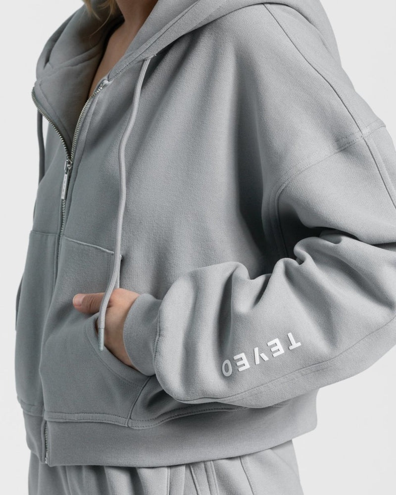 Grey Blue Women Teveo Sassy Zip Hoodie | HDR-2054