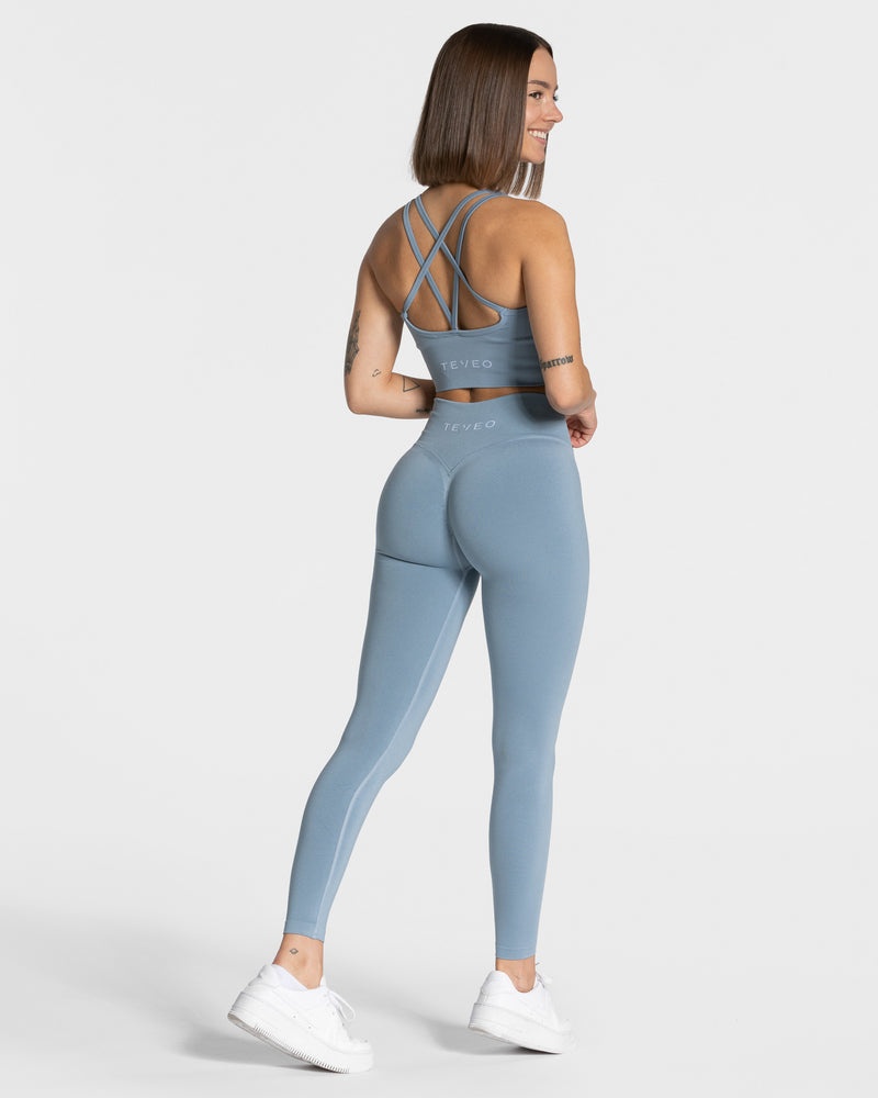 Grey Blue Women Teveo Statement Scrunch Leggings | INA-0374