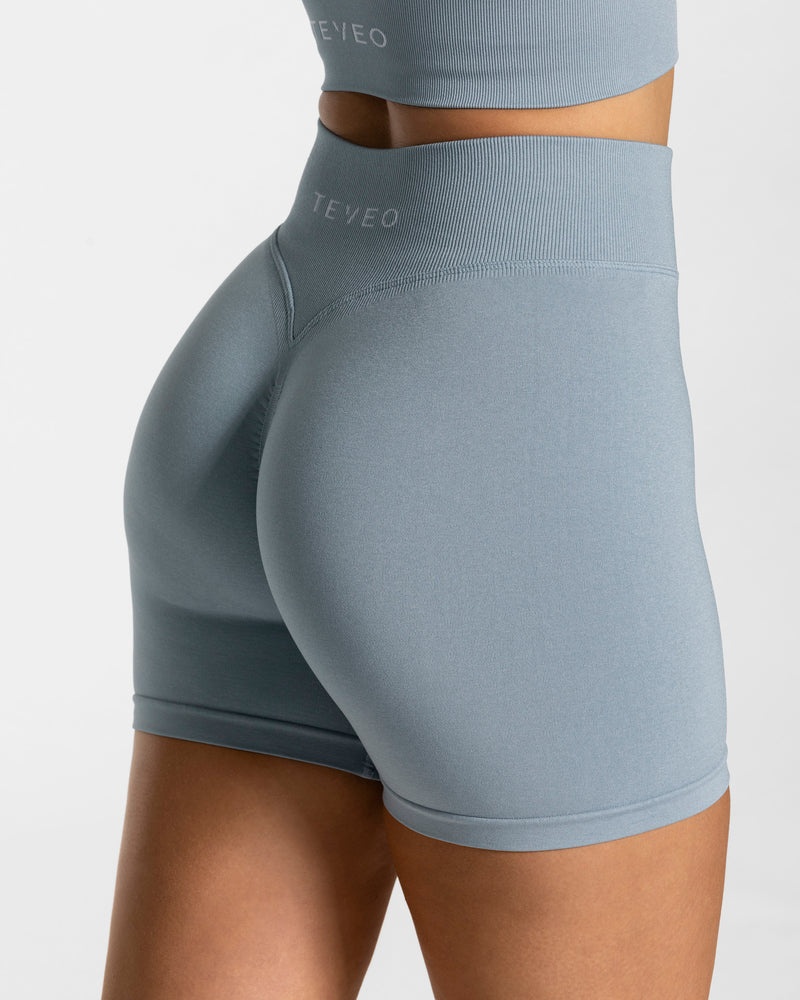 Grey Blue Women Teveo Statement Scrunch Shorts | HYS-8682