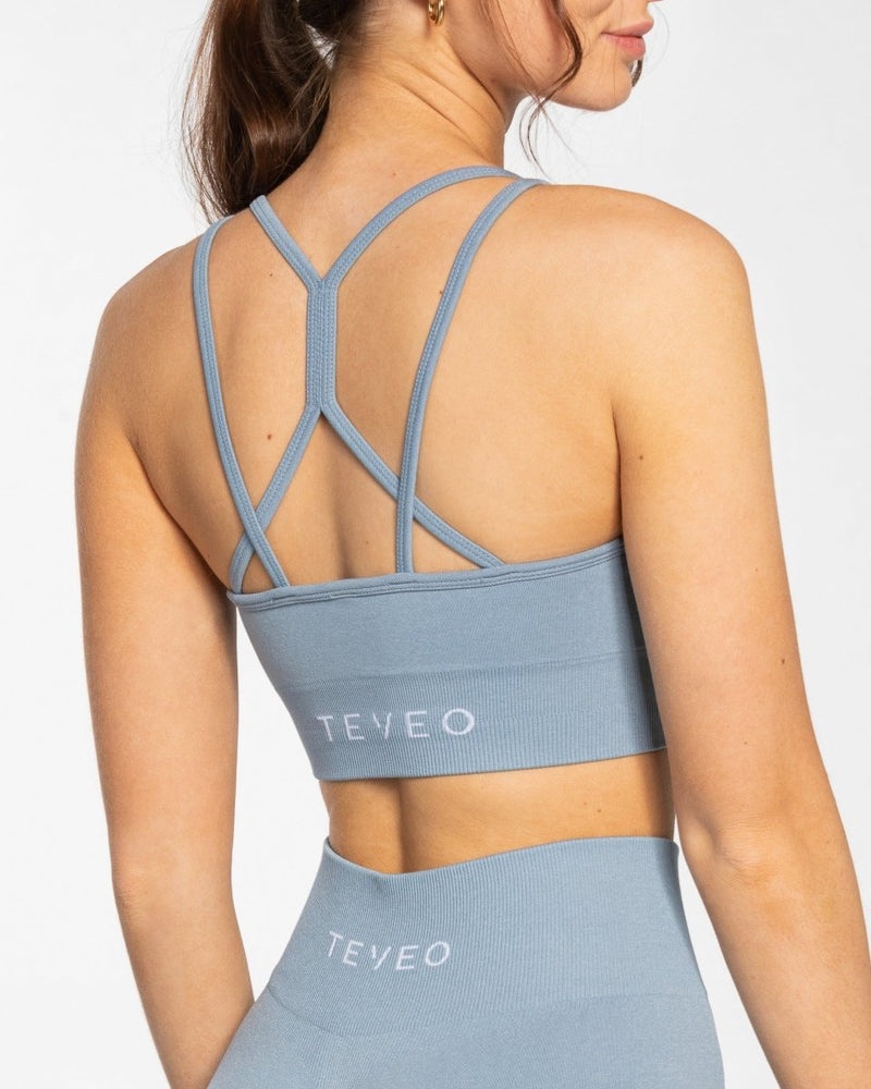 Grey Blue Women Teveo Timeless Scrunch Sports Bra | BSU-8301