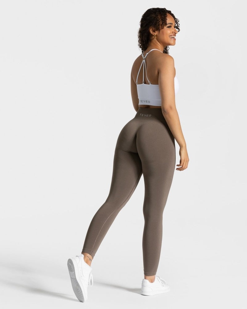 Grey Brown Women Teveo Classy Leggings | KFO-9213