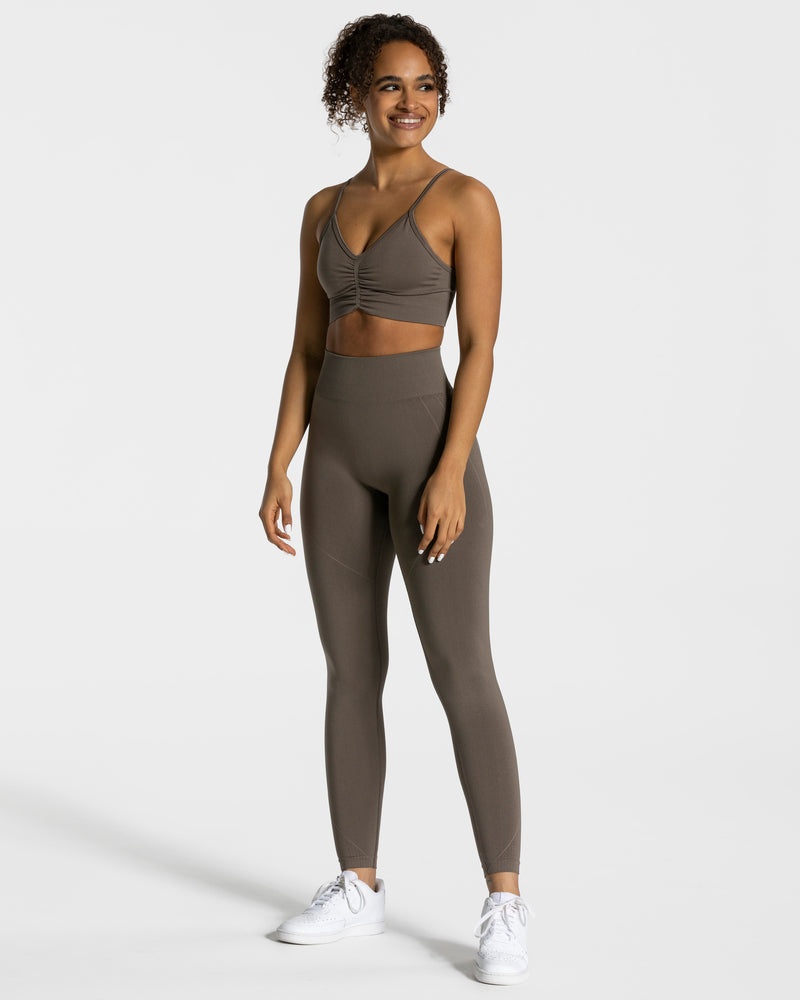 Grey Brown Women Teveo Focus Scrunch Leggings | UEF-9142