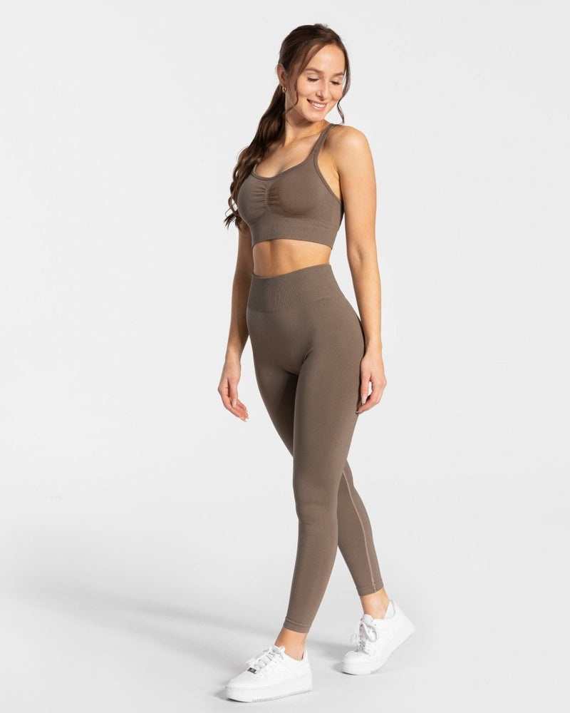 Grey Brown Women Teveo Timeless Scrunch Leggings | ADH-2537