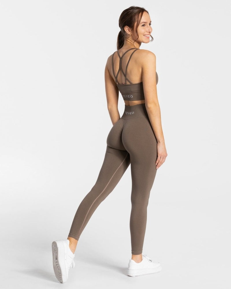 Grey Brown Women Teveo Timeless Scrunch Leggings | ADH-2537