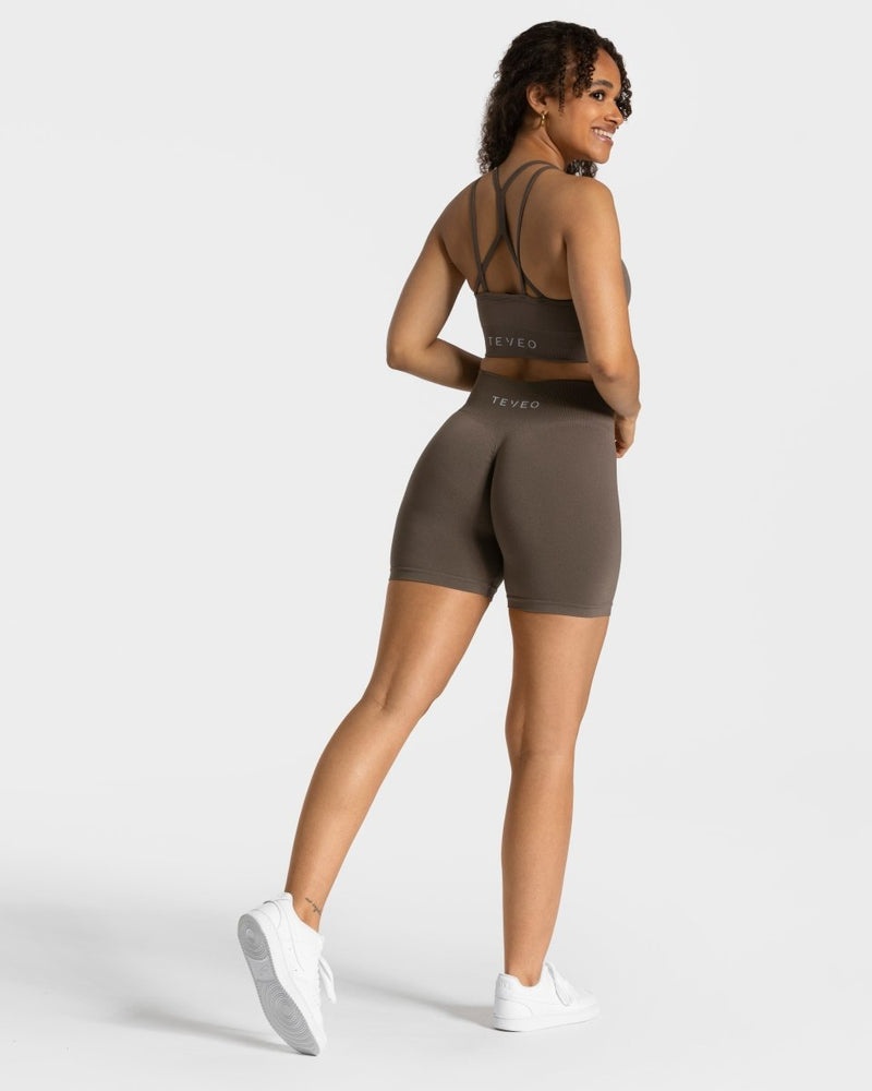 Grey Brown Women Teveo Timeless Scrunch Shorts | WPB-3278