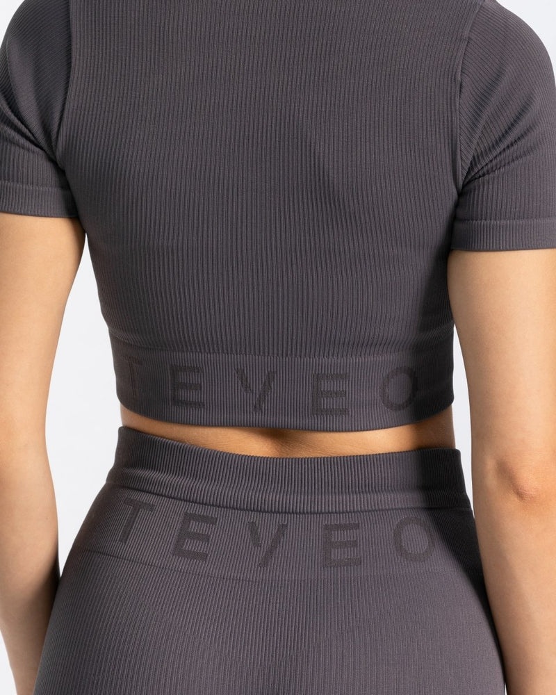 Grey Women Teveo Ribbed Crop Tops | NAH-0744