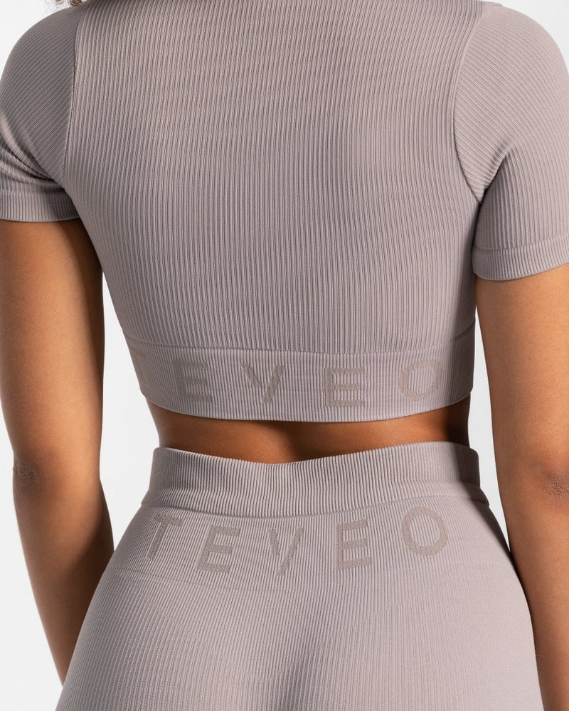 Grey Women Teveo Ribbed Crop Tops | TII-7083