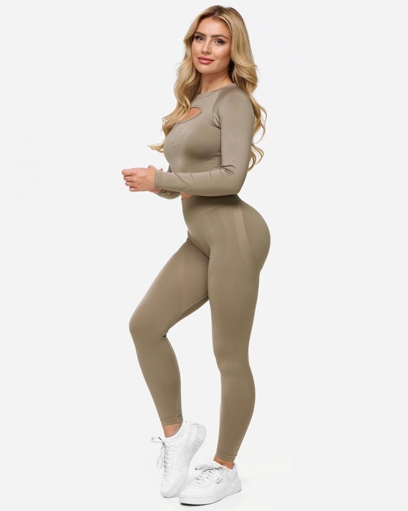 Khaki Women Teveo Charming Scrunch Leggings | RSH-9514