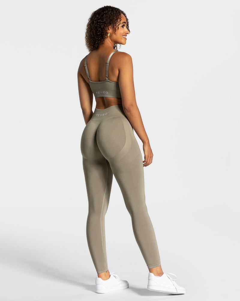 Khaki Women Teveo Charming Scrunch Leggings | RSH-9514