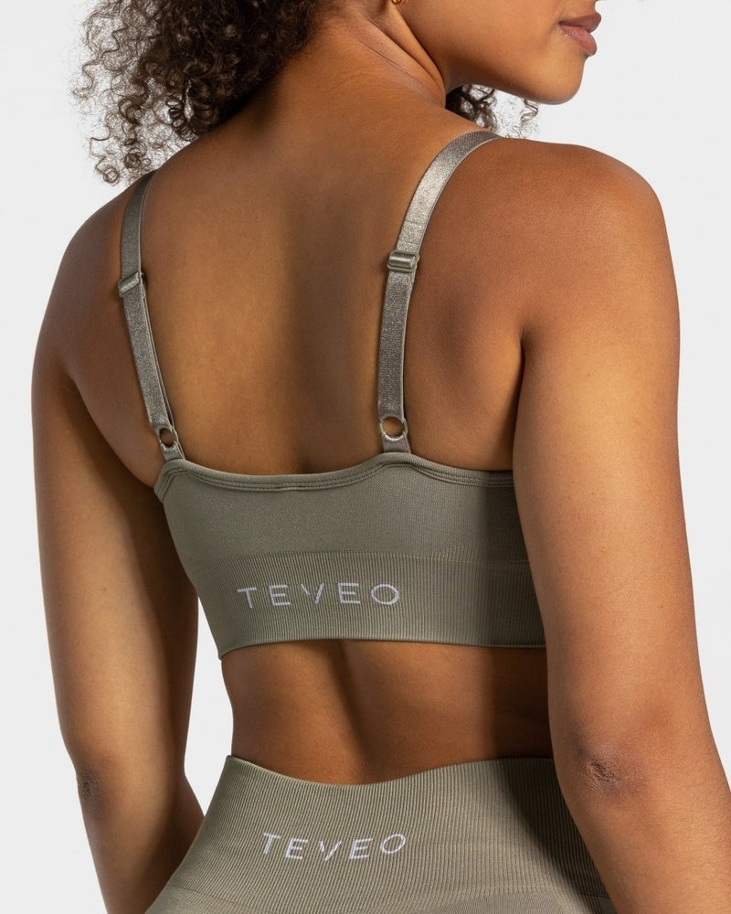 Khaki Women Teveo Charming Scrunch Sports Bra | VOZ-2105