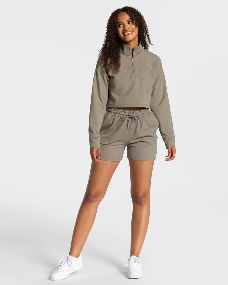 Khaki Women Teveo Charming Zip Sweater | OXW-6742