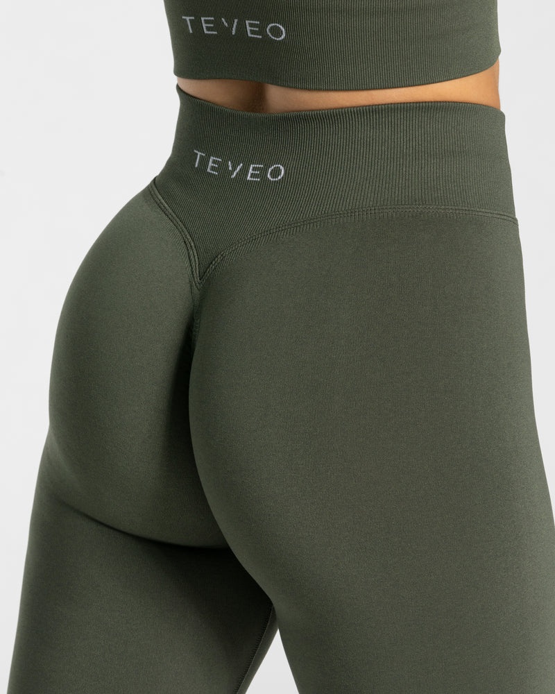 Khaki Women Teveo Statement Scrunch Leggings | RWK-0457