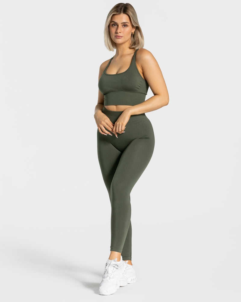 Khaki Women Teveo Statement Sports Bra | KFV-1919