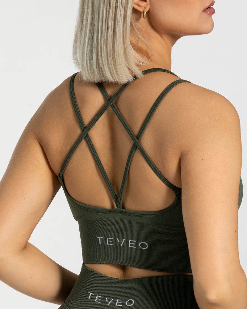 Khaki Women Teveo Statement Sports Bra | KFV-1919