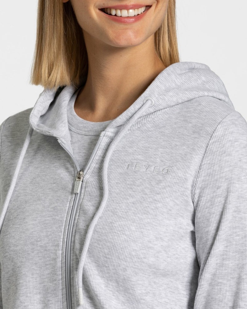 Light Grey Women Teveo Lounge Zip Hoodie | ZUK-4443