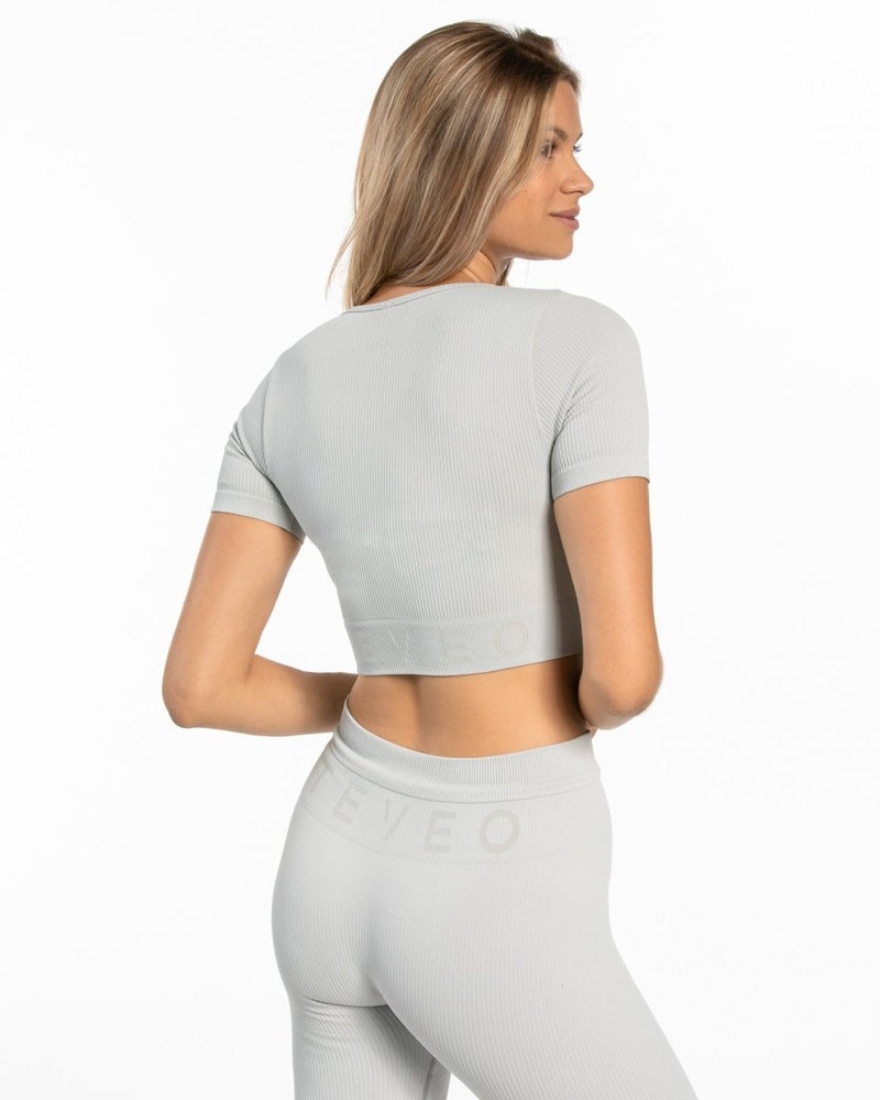 Light Grey Women Teveo Ribbed Crop Tops | INR-2033