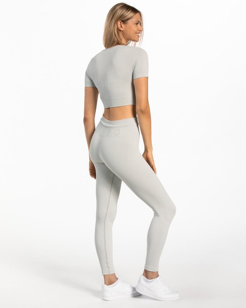 Light Grey Women Teveo Ribbed Crop Tops | INR-2033