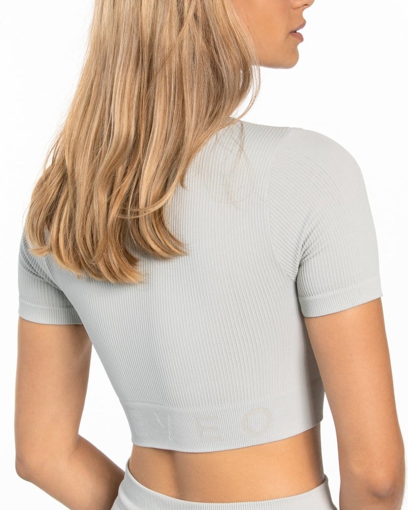 Light Grey Women Teveo Ribbed Crop Tops | INR-2033