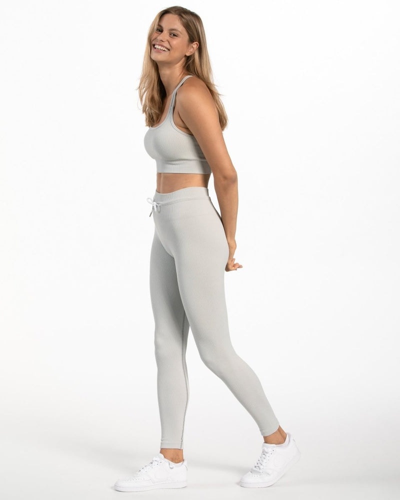 Light Grey Women Teveo Ribbed Leggings | FLZ-3756