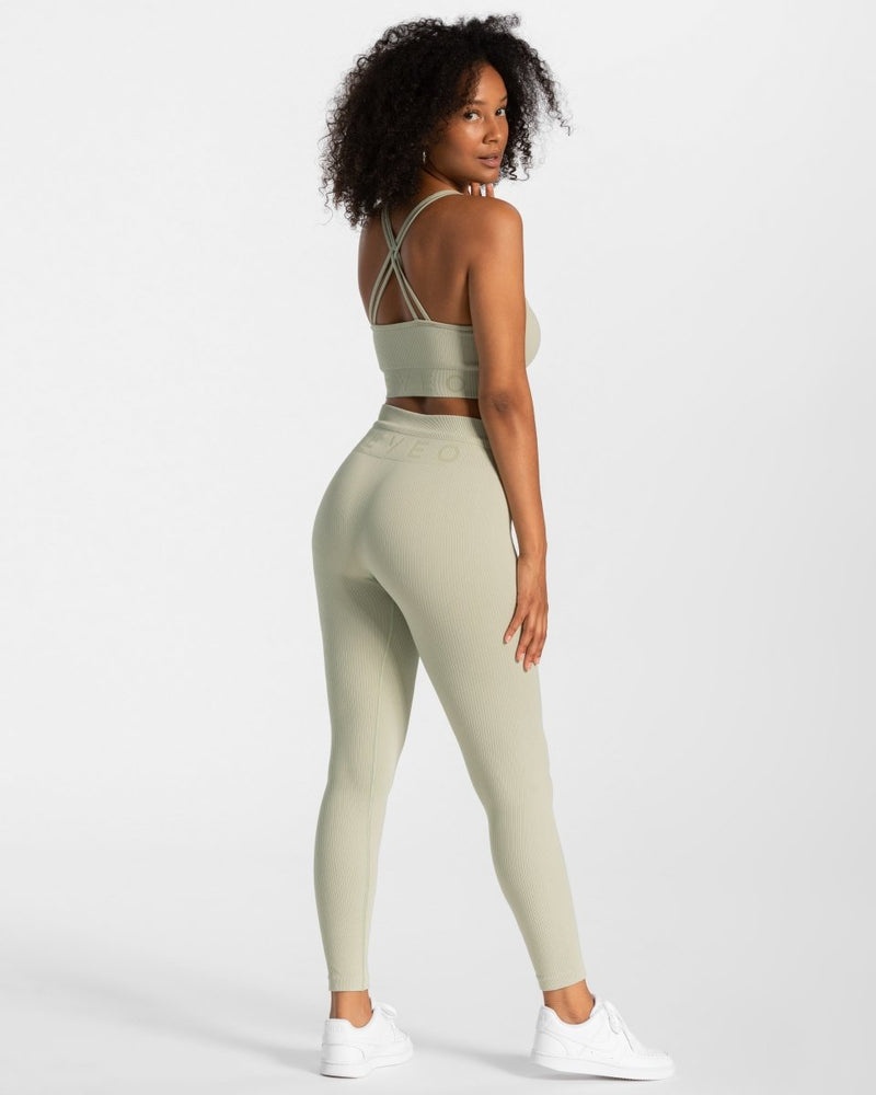 Olive Women Teveo Ribbed Leggings | GIT-8943