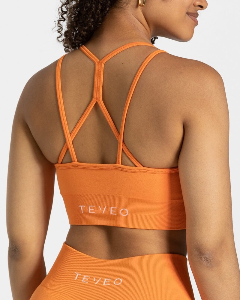 Orange Women Teveo Timeless Scrunch Sports Bra | NBY-9115