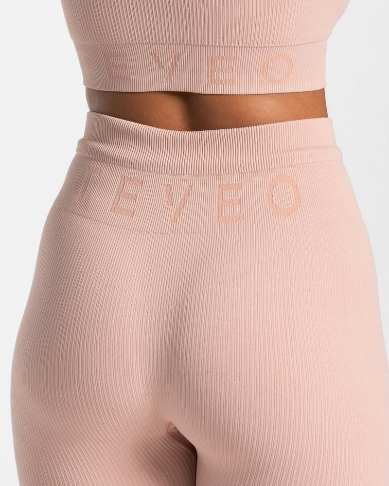 Pink Women Teveo Ribbed Leggings | FWC-0921