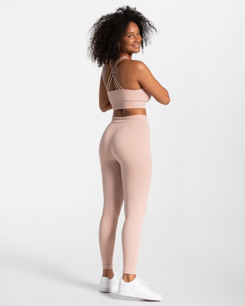 Pink Women Teveo Ribbed Leggings | FWC-0921