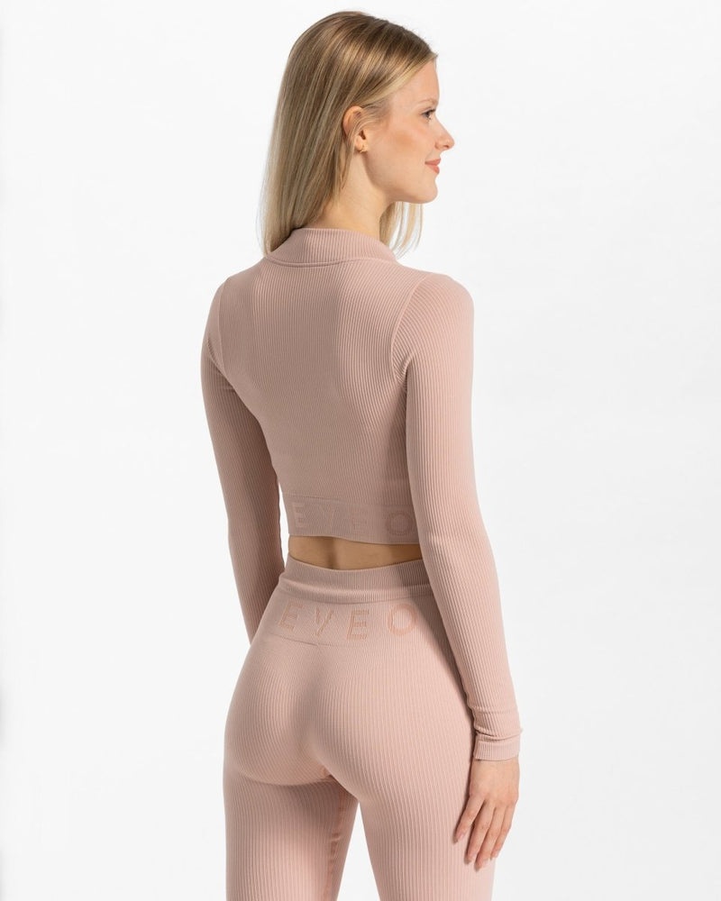 Pink Women Teveo Ribbed Zip Jackets | KBY-1401